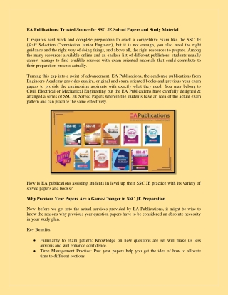 EA Publications Trusted Source for SSC JE Solved Papers and Study Material