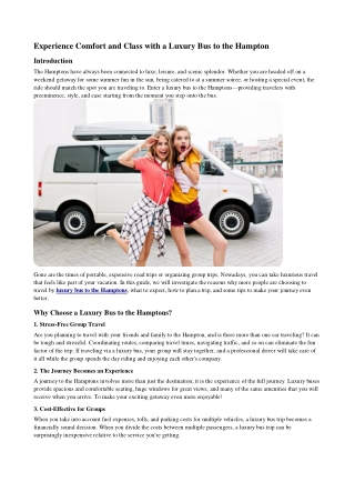 Experience Comfort and Class with a Luxury Bus to the Hamptons