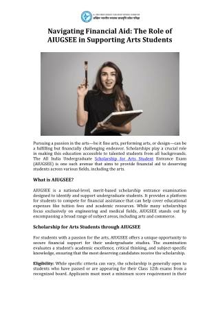 Navigating Financial Aid  The Role of AIUGSEE in Supporting Arts Students