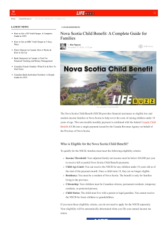LifeBuzz Research: Nova Scotia Child Benefit