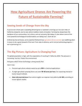 How Agriculture Drones Are Powering the Future of Sustainable Farming