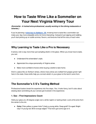 How to Taste Wine Like a Sommelier on Your Next Virginia Winery Tour