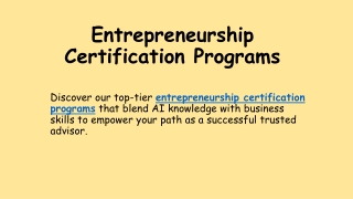 Entrepreneurship Certification Programs