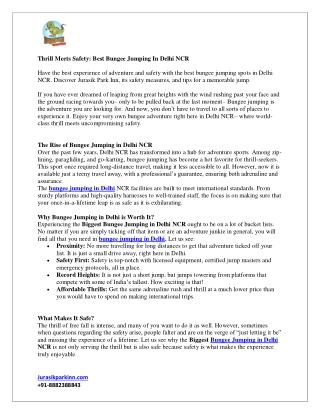 Thrill Meets Safety: Best Bungee Jumping In Delhi NCR