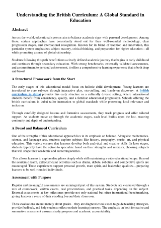 Understanding the British Curriculum: A Global Standard in Education