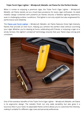Triple Torch Cigar Lighter – Windproof, Metallic Jet Flame for the Perfect Smoke