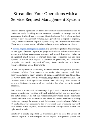 Streamline Your Operations with a Service Request Management System