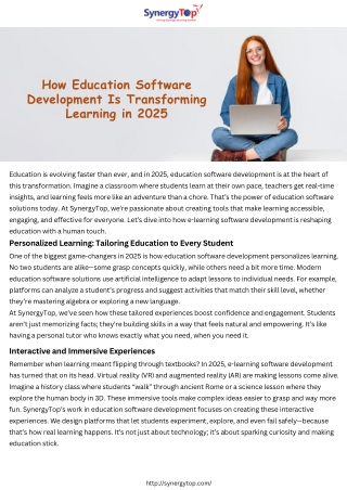 SynergyTop Offers Expert Education Software Development Services for You
