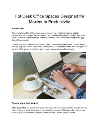 Hot Desk Spaces: The Smart, Affordable Choice for Agile Professionals