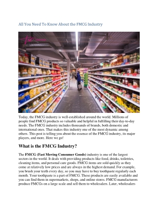All You Need To Know About the FMCG Industry