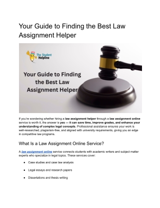 Your Guide to Finding the Best Law Assignment Helper