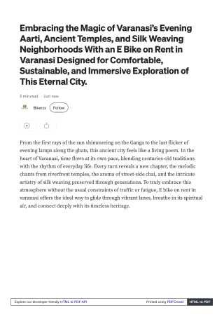 Unveiling Cultural Wonders Through E bike on rent in Varanasi