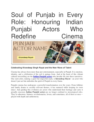 Soul of Punjab in Every Role Honouring Indian Punjabi Actors Who Redefine Cinema