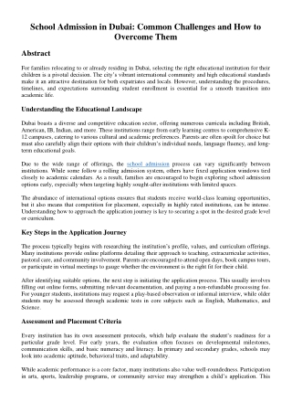 School Admission in Dubai: Common Challenges and How to Overcome Them