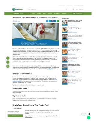 why should toxin binder be part of your poultry feed routine