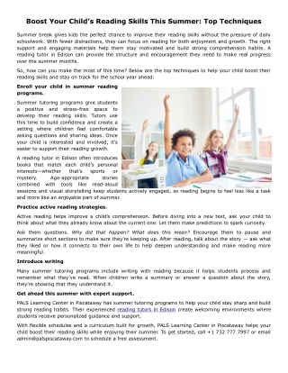 Boost Your Child’s Reading Skills This Summer: Top Techniques