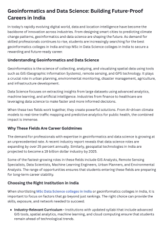 Geoinformatics and Data Science Building Future-Proof Careers in India