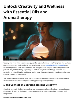 Unlock Creativity and Wellness with Essential Oils and Aromatherapy