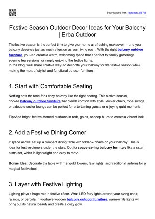 Festive Season Outdoor Decor Ideas for Your Balcony | Erba Outdoor