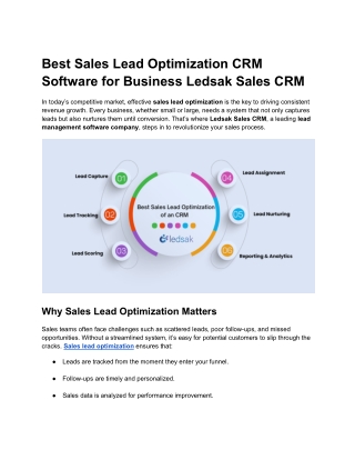 Best Sales Lead Optimization CRM Software for Business Ledsak Sales CRM