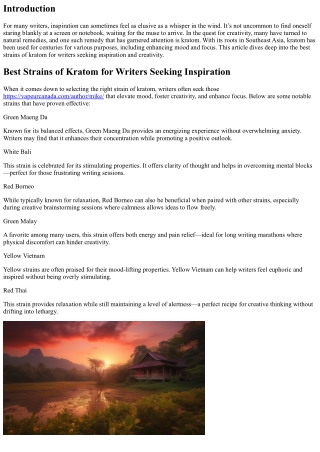 Best Strains of Kratom for Writers Seeking Inspiration