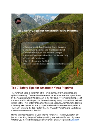 Top 7 Safety Tips for Amarnath Yatra Pilgrims