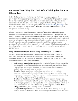 Current of Care_ Why Electrical Safety Training is Critical in Oil and Gas