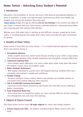 Home Tuition in Chandigarh – Unlocking Every Student’s Potential