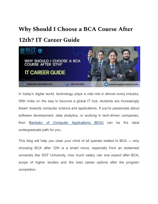 Why Should I Choose a BCA Course After 12th IT Career Guide