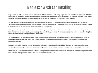 Get Your Car Looking New Again at Maple Car Wash in Kingston