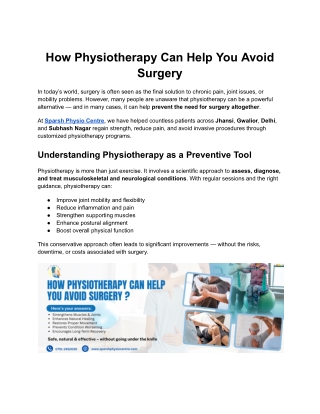 How Physiotherapy Can Help You Avoid Surgery