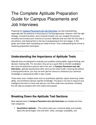 The Complete Aptitude Preparation Guide for Campus Placements and Job Interviews