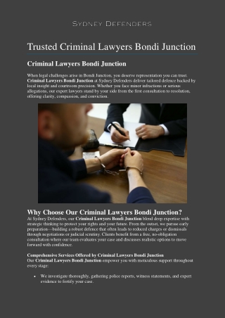 Trusted Criminal Lawyers Bondi Junction