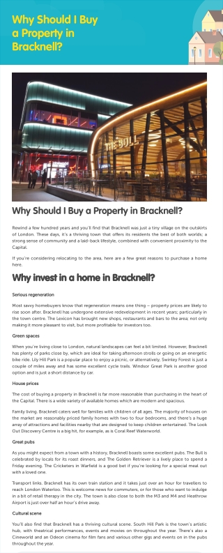 Why Should I Buy a Property in Bracknell