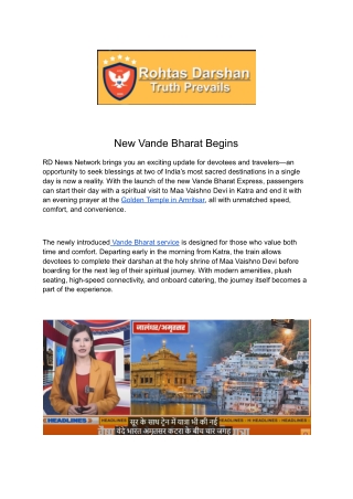 New Vande Bharat Begins