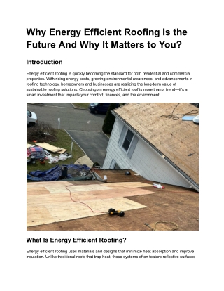 Explore Why Energy Efficient Roofing Is a Smart Choice