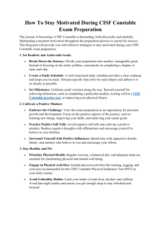 How To Stay Motivated During CISF Constable Exam Preparation