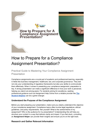 How to Prepare for a Compliance Assignment Presentation – The Student Helpline