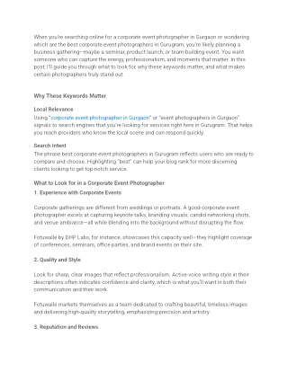 Discovering the Best Corporate Event Photographers in Gurugram