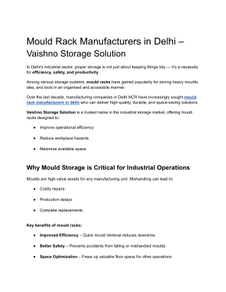 Mould Rack Manufacturers in Delhi