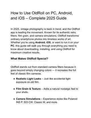 How to Use OldRoll on PC, Android, and iOS – Complete 2025 Guide