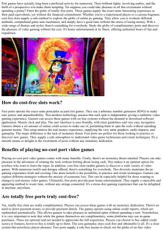 Free Slots - Exploring the World of No-Cost  Video Games