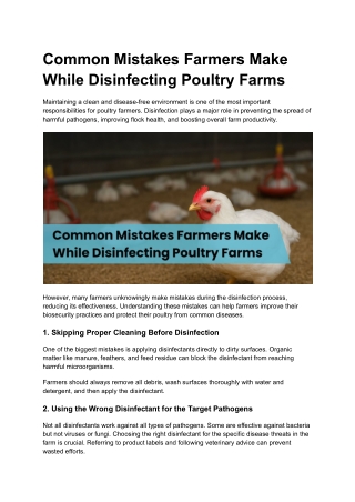 Common Mistakes Farmers Make While Disinfecting Poultry Farms
