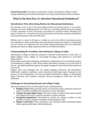 What Is The Best Way To Advertise Education Institutions  - Eumaxindia