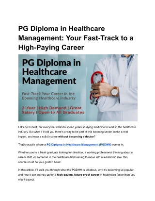 PG Diploma in Healthcare Management_ Your Fast-Track to a High-Paying Career