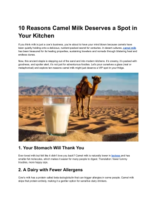 10 Reasons Camel Milk Deserves a Spot in Your Kitchen