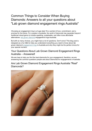Lab Grown Diamond Engagement Rings in Australia