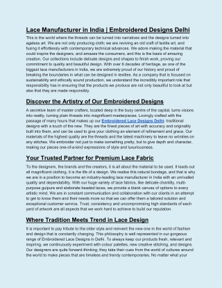 Lace Manufacturer in India Embroidered Designs Delhi