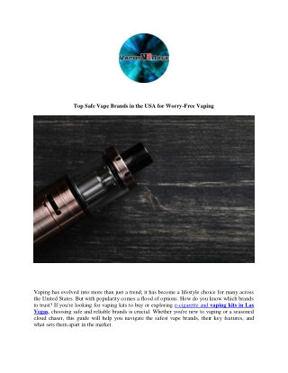 Top Safe Vape Brands in the USA for Worry-Free Vaping