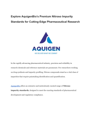 AquigenBio’s Premium Nitroso Impurity Standards